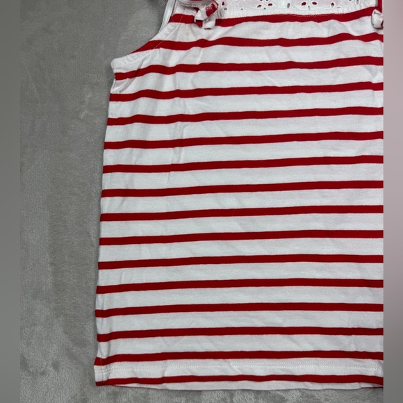 Crewcuts J.Crew Factory Girls Eyelet Floral Lace Red White Striped Tank Size 10 - Picture 4 of 14